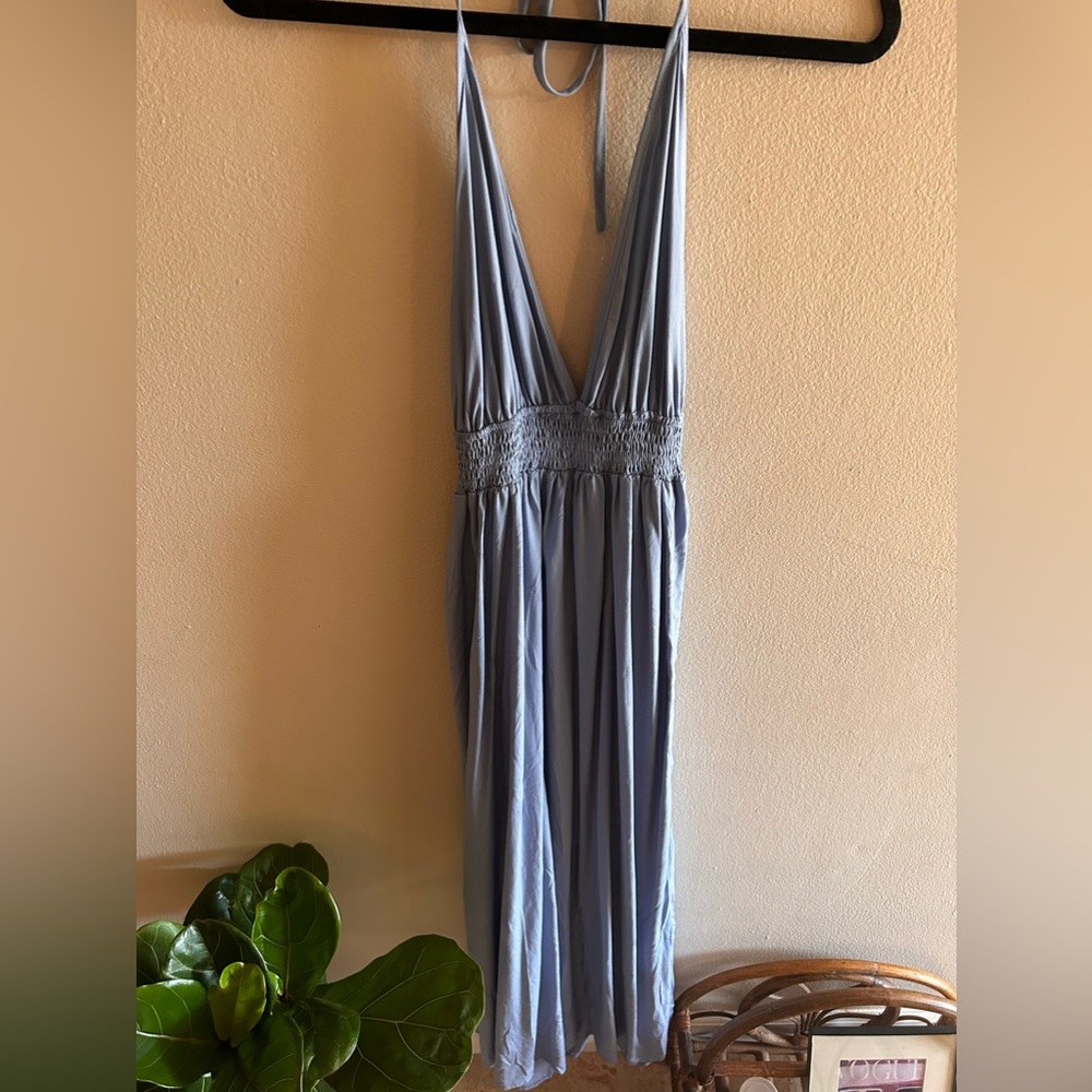 Blue halter maxi dress